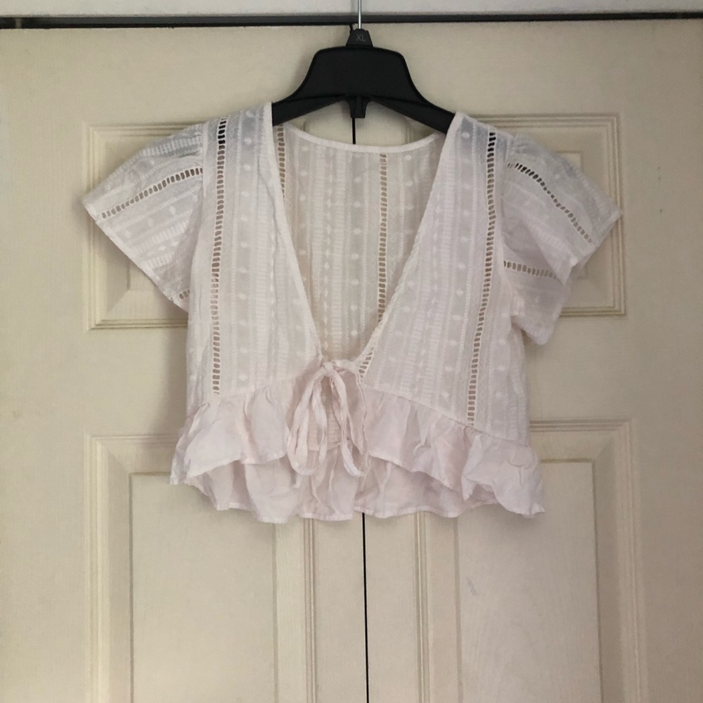 thrifted tie front blouse